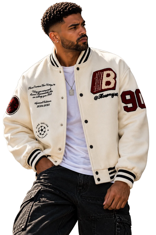Embroidered Snap Down Baseball Jacket — featured product image | KRIFFA