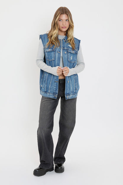 Oversized Boyfriend Fit Denim Vest