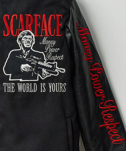 Scarface Vegan Leather Chenille Patched Varsity Jacket