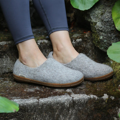 Victoria Wool House Shoe with Rubber Sole