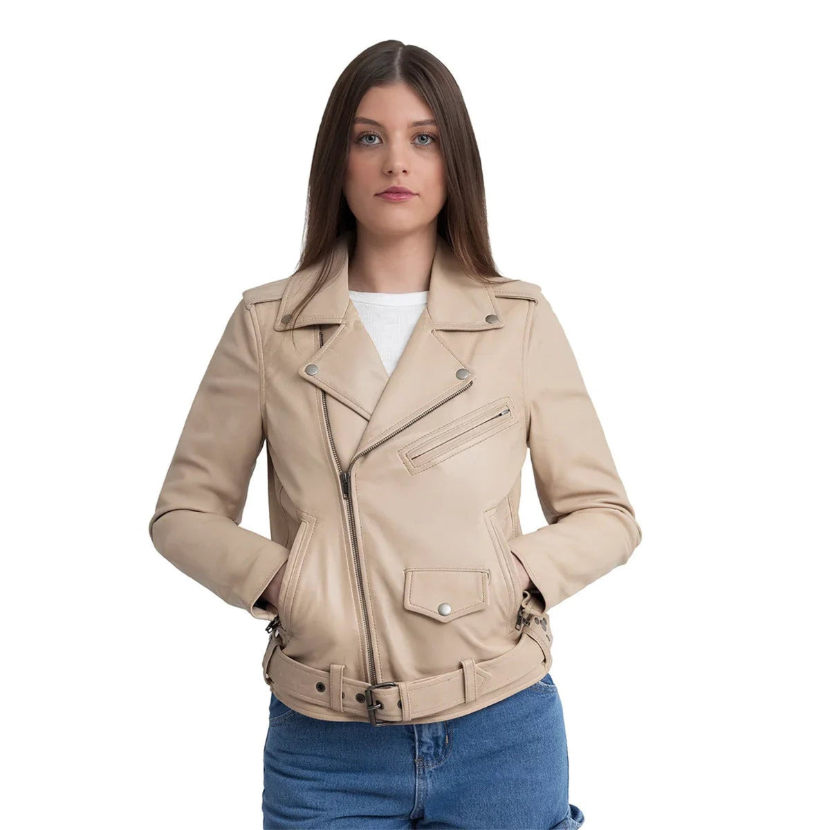 Sophia Women's Lambskin Leather Biker Jacket