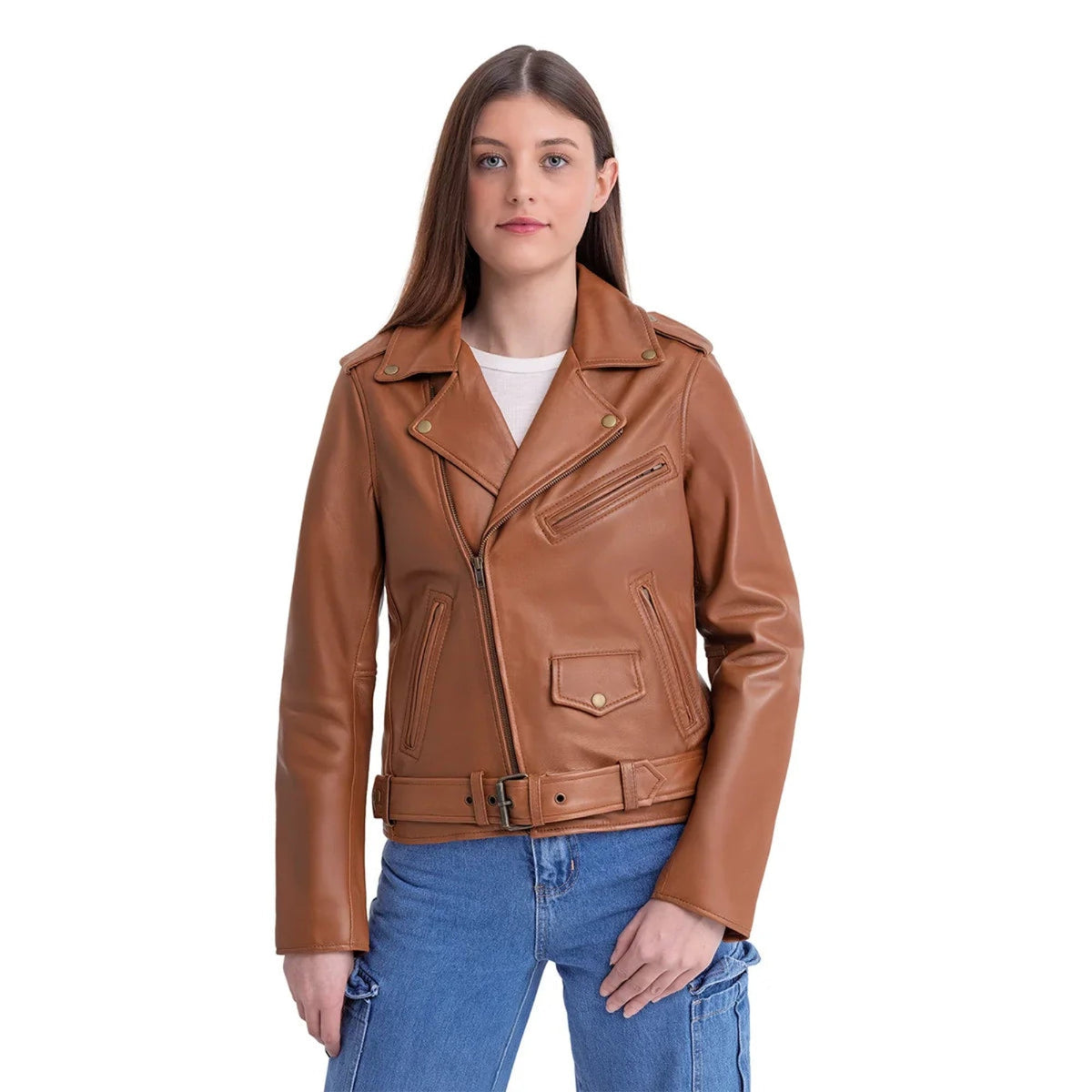 Sophia Women's Lambskin Leather Biker Jacket