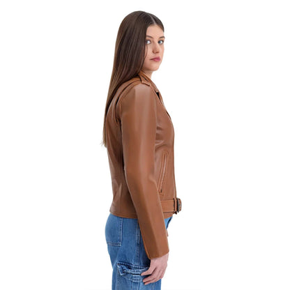 Sophia Women's Lambskin Leather Biker Jacket