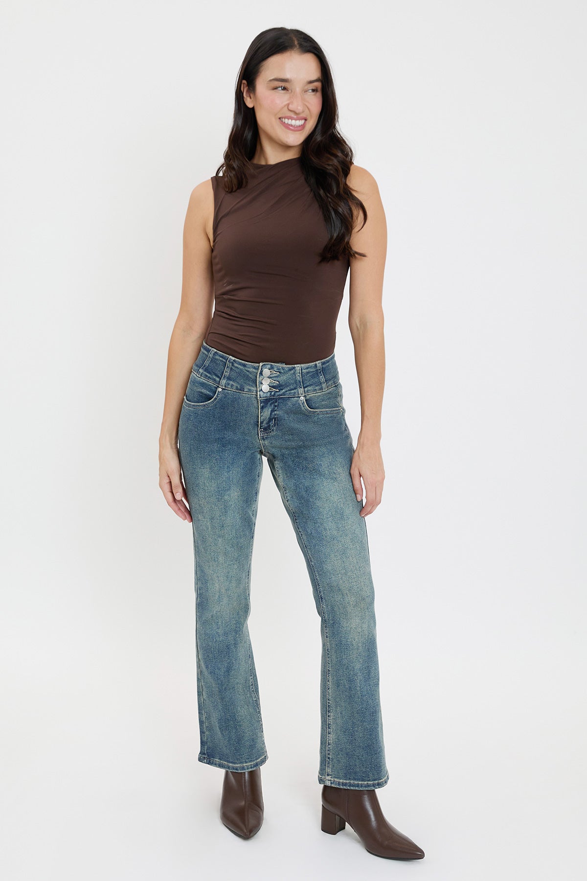 3-Button Bootcut Jeans