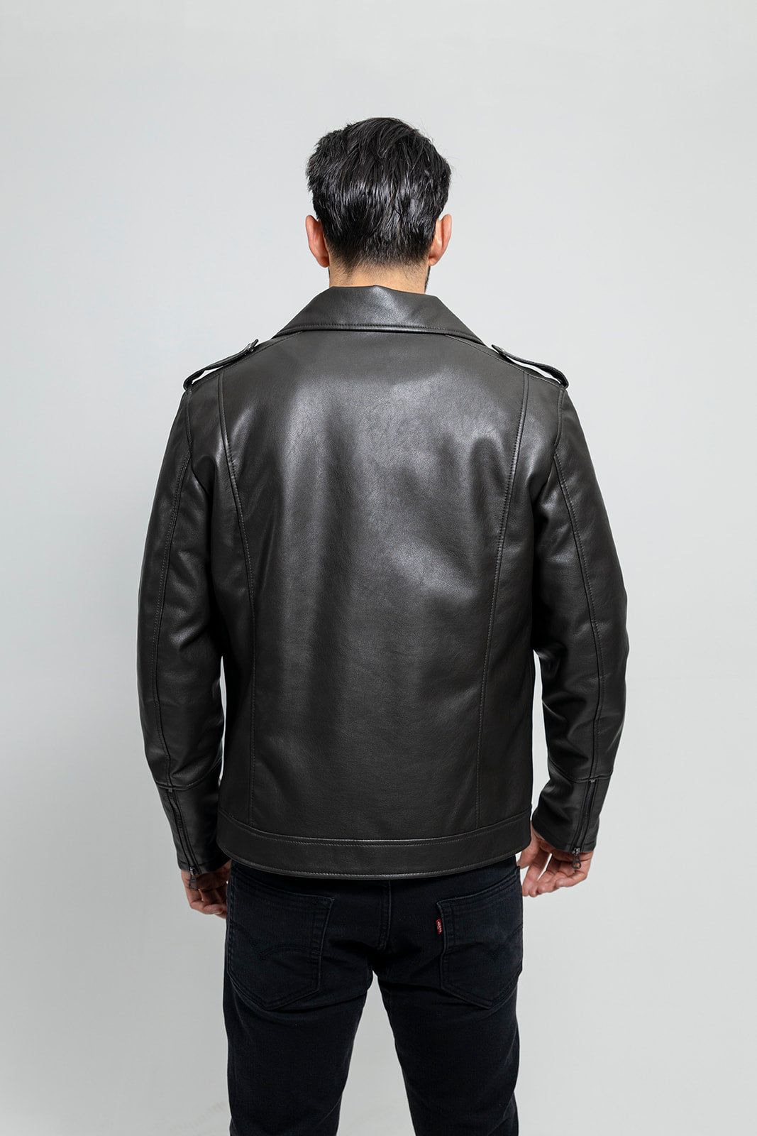 Nash Men's Faux Leather Motorcycle Jacket, Olive