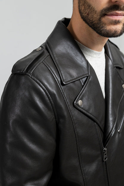 Nash Men's Faux Leather Motorcycle Jacket, Olive