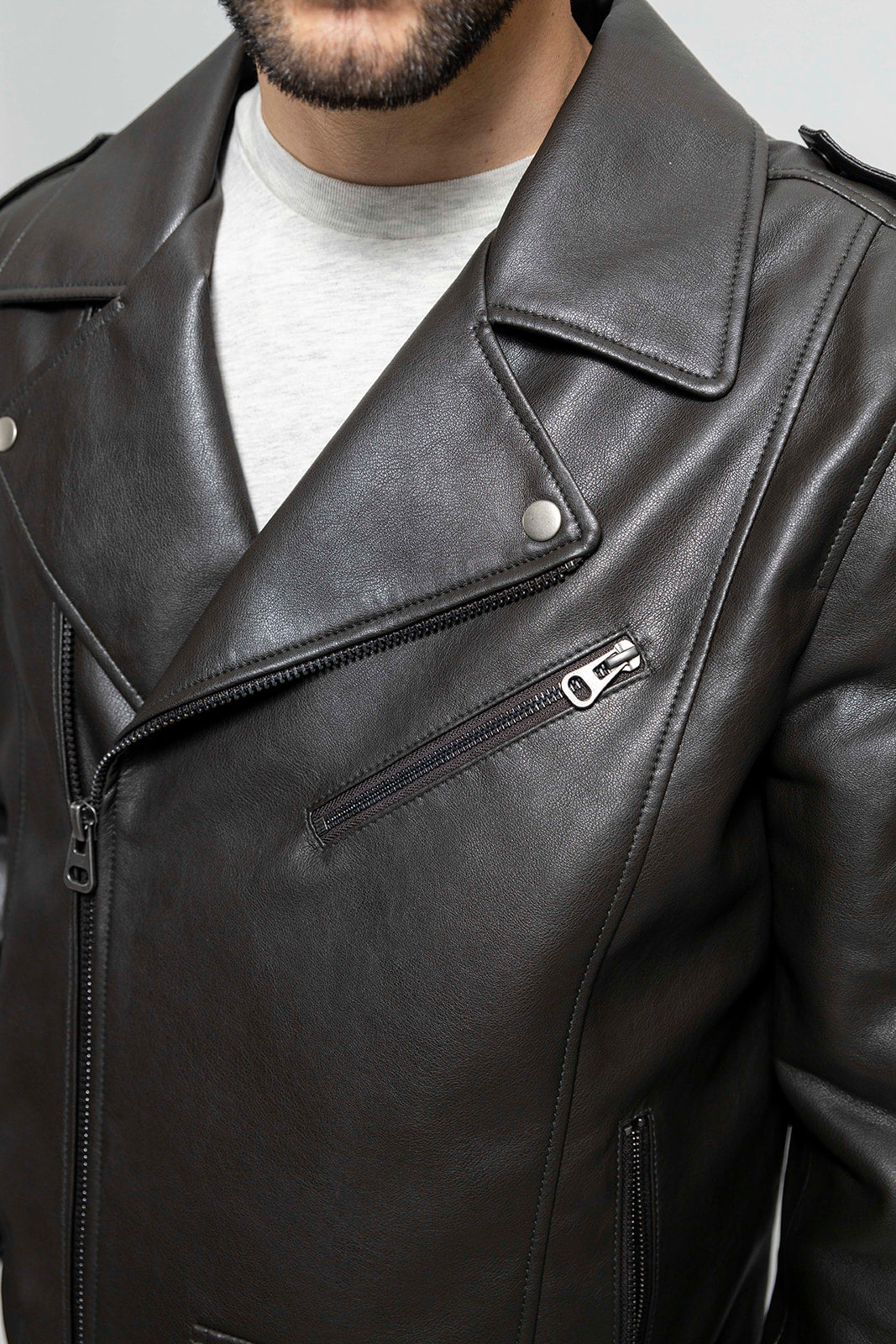 Nash Men's Faux Leather Motorcycle Jacket, Olive