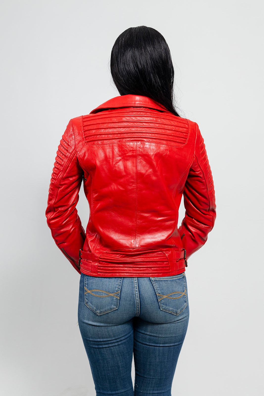Queens Women's Fashion Leather Jacket, Fire Red