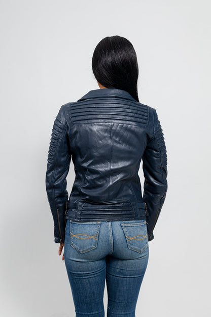 Queens Leather Jacket | Navy Blue