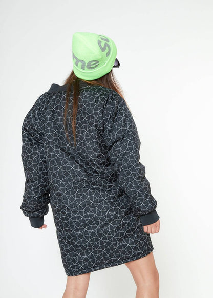 Reversible Long Bomber Jacket | Black