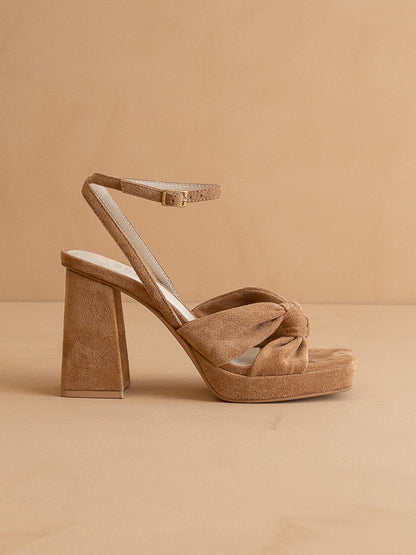 The Zoey | Almond Knotted Band Platform Heel