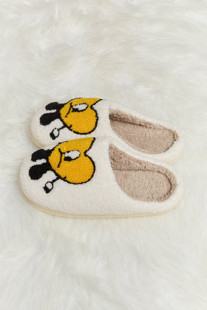 Melody Love Heart Print Plush Slippers