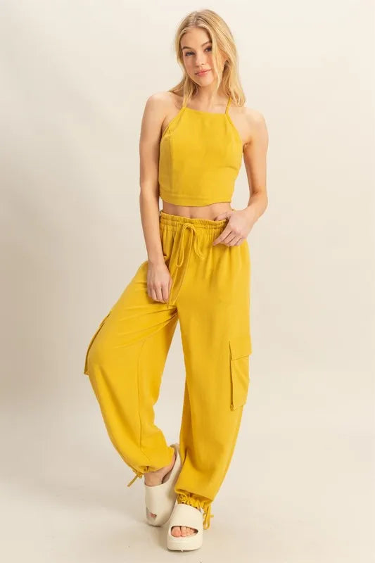 Crop Top and Cargo Pants Set.