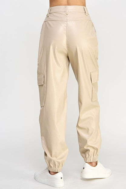 Relaxed Leather Cargo Pants