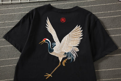 Flying Crane Embroidery Tee
