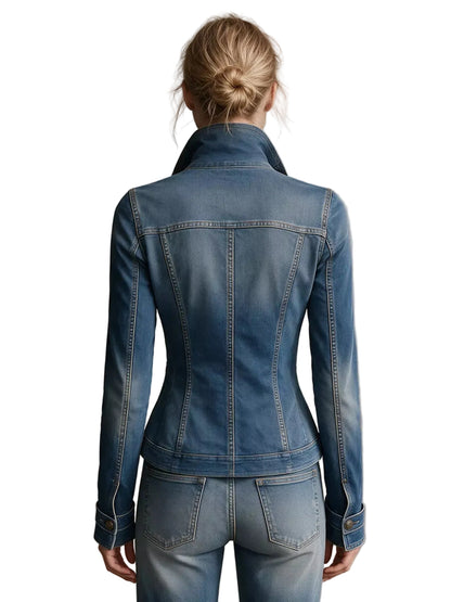 Button Up Fitted Denim Jacket