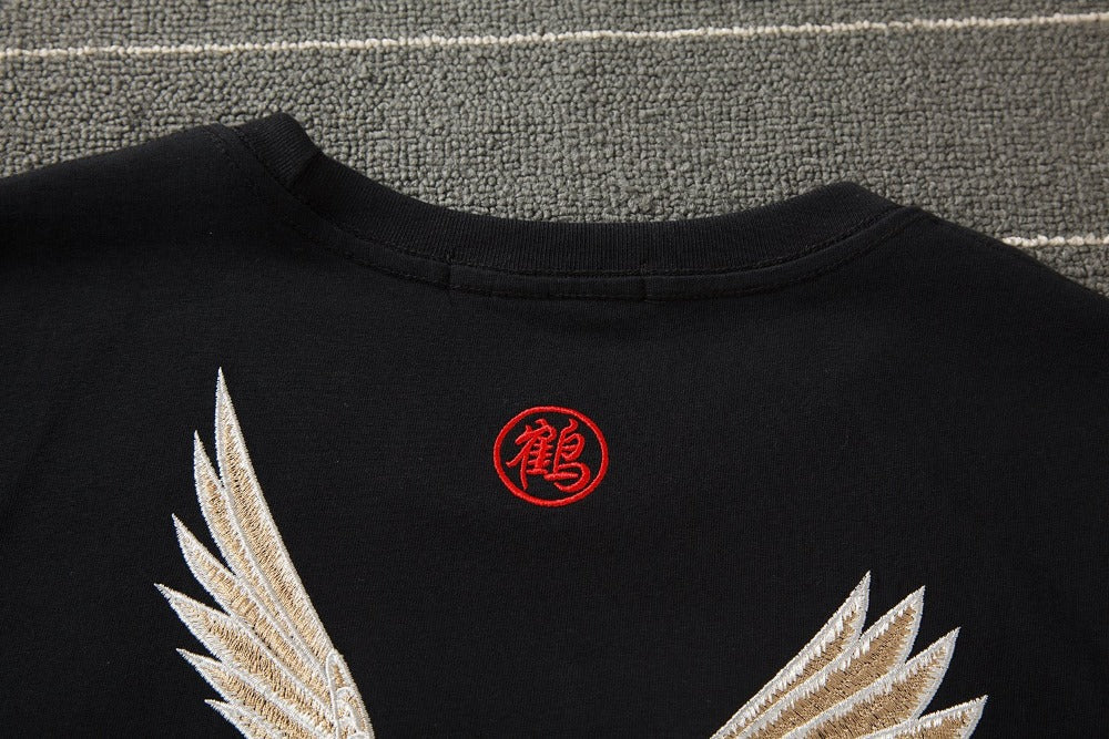 Flying Crane Embroidery Tee