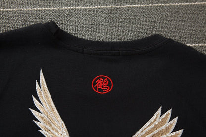 Flying Crane Embroidery Tee