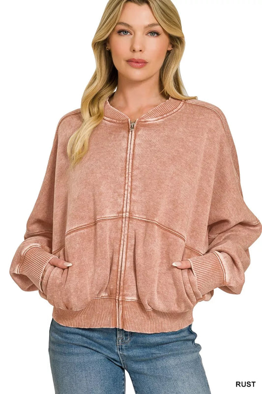 Acid Washed Fleece Jacket