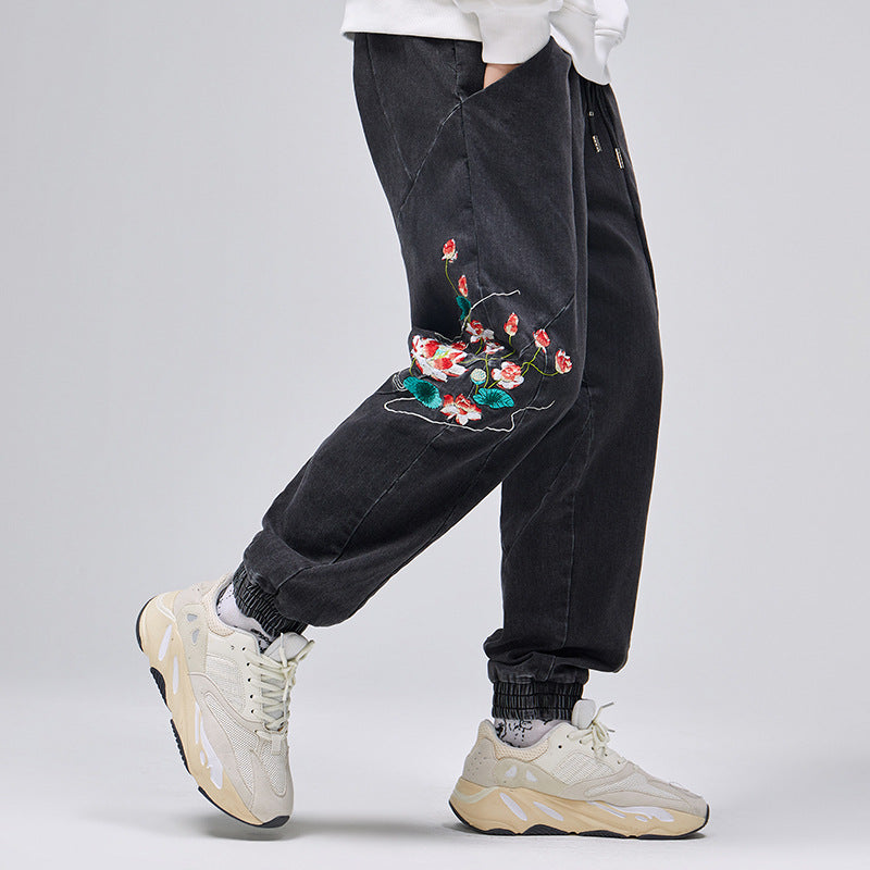 Flowers Embroidery Joggers