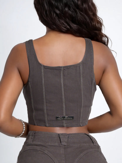 Stretch Twill Bustier Vest