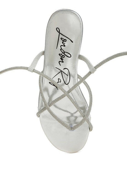 Babbity Rhinestone Embellished Lace-Up Sandals.