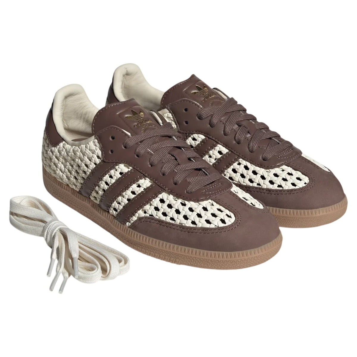 Women's adidas Samba OG Basketweave sneakers in Cream White and Earth Strata