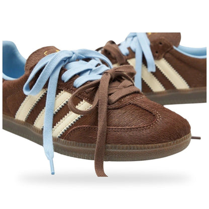 Adidas Samba OG Dark Brown Cream Blue Pony Hair | Women