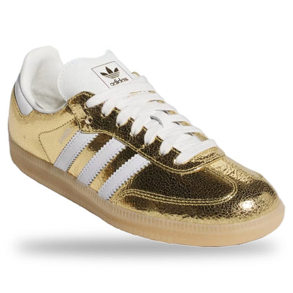 Adidas Samba OG Gold Metallic Cracked Leather