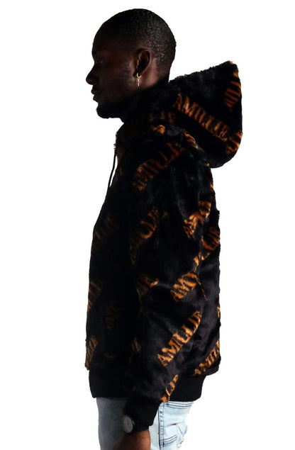 Jeff Black Reversible Faux Fur Bomber Jacket