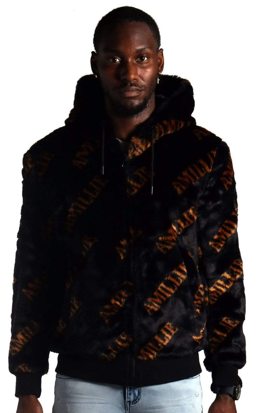 Jeff Black Reversible Faux Fur Bomber Jacket