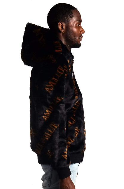 Jeff Black Reversible Faux Fur Bomber Jacket