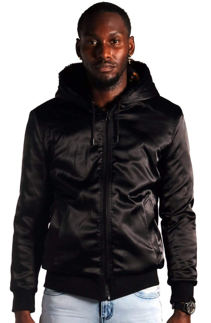 Jeff Black Reversible Faux Fur Bomber Jacket
