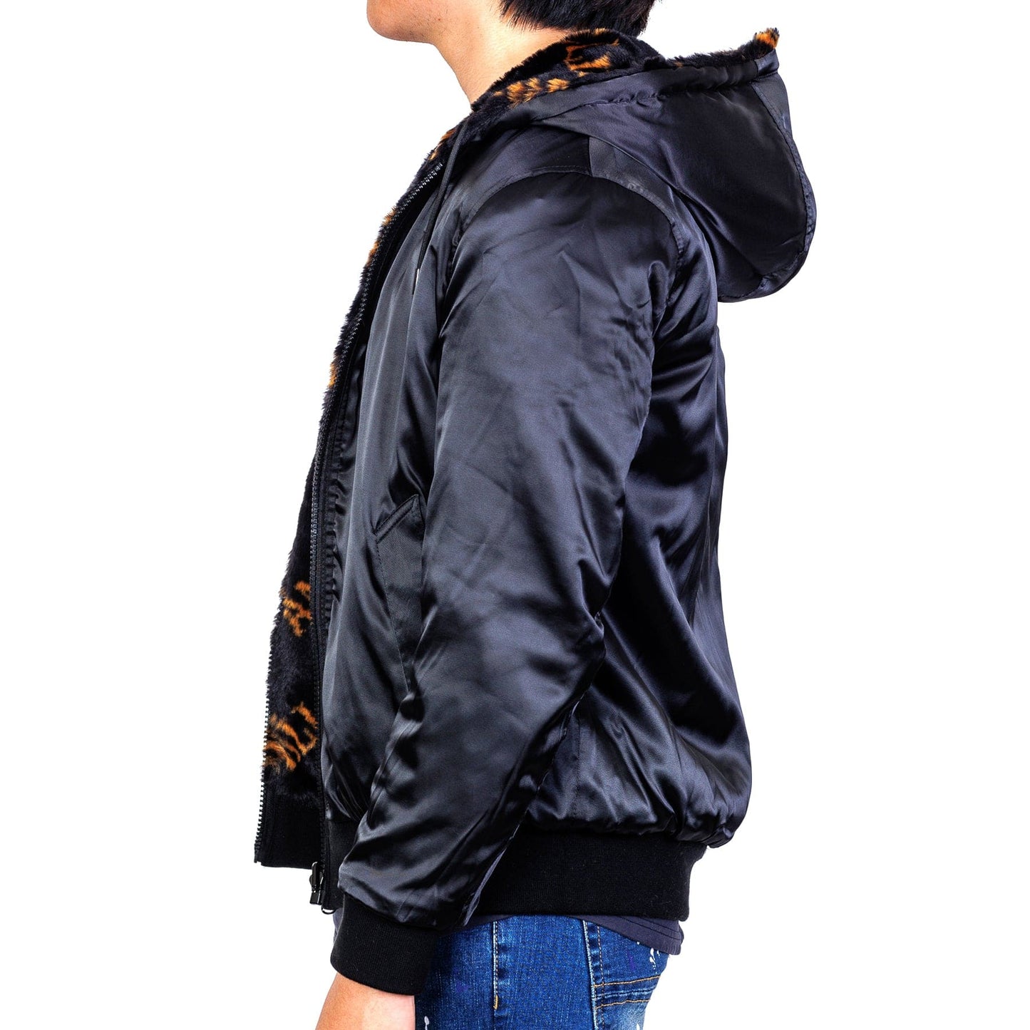 Jeff Black Reversible Faux Fur Bomber Jacket