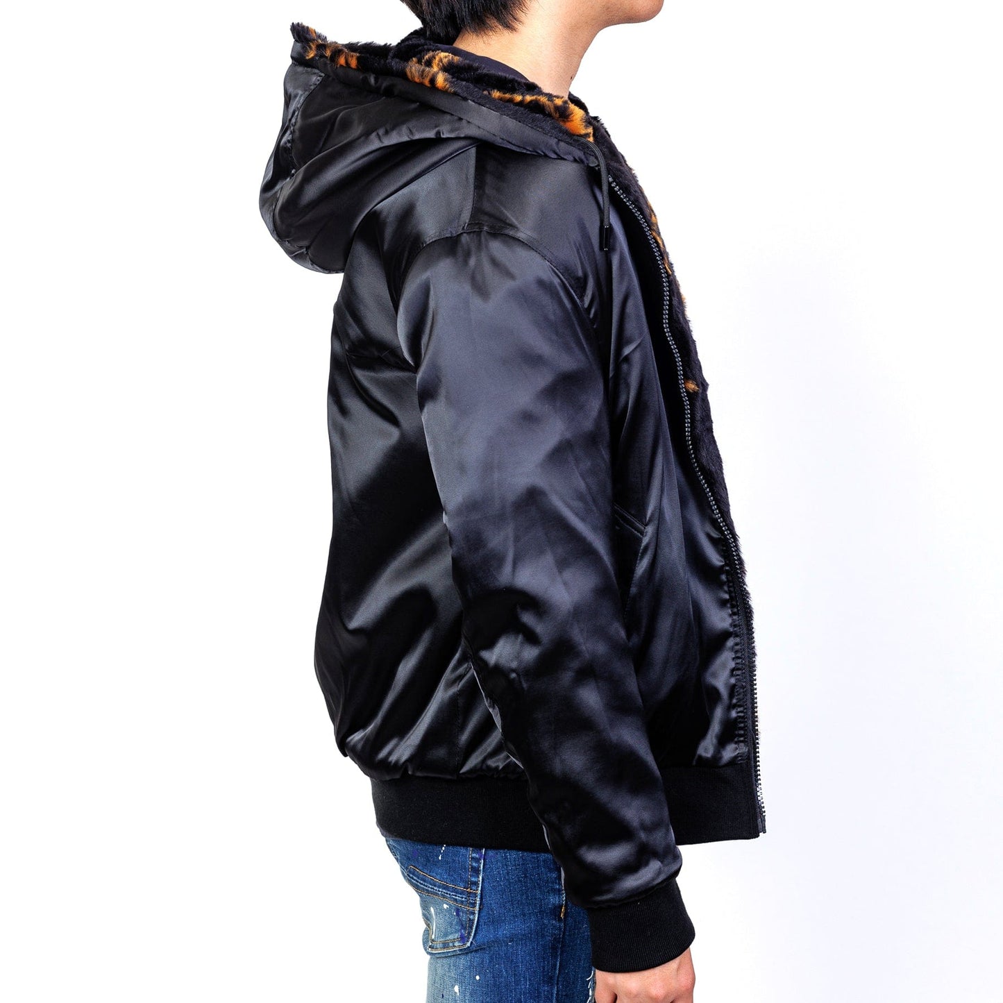 Jeff Black Reversible Faux Fur Bomber Jacket