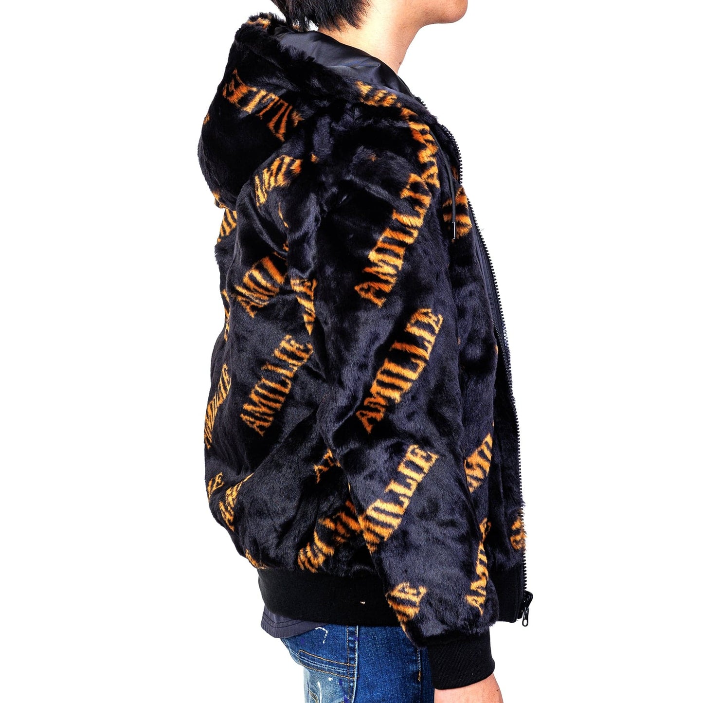 Jeff Black Reversible Faux Fur Bomber Jacket