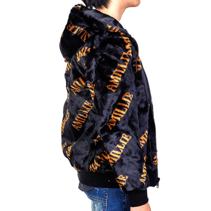 Jeff Black Reversible Faux Fur Bomber Jacket