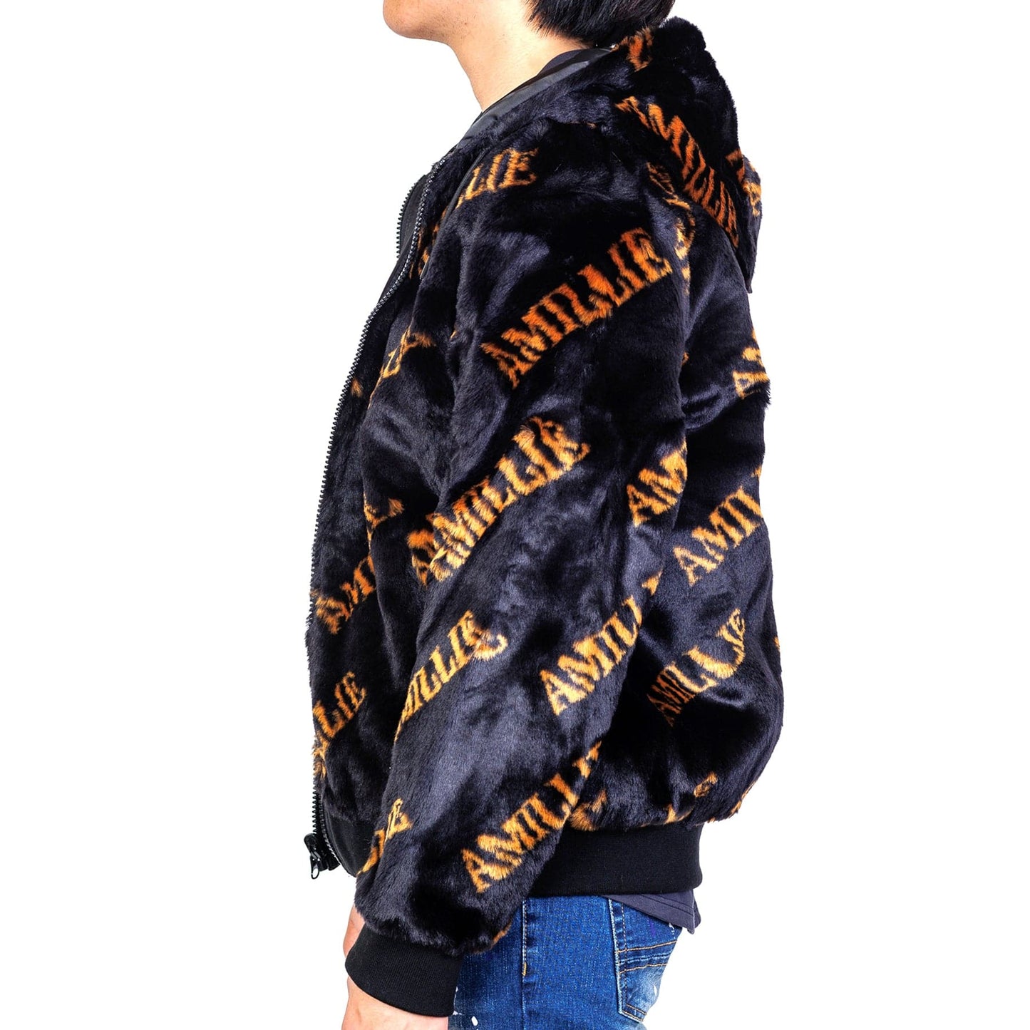 Jeff Black Reversible Faux Fur Bomber Jacket