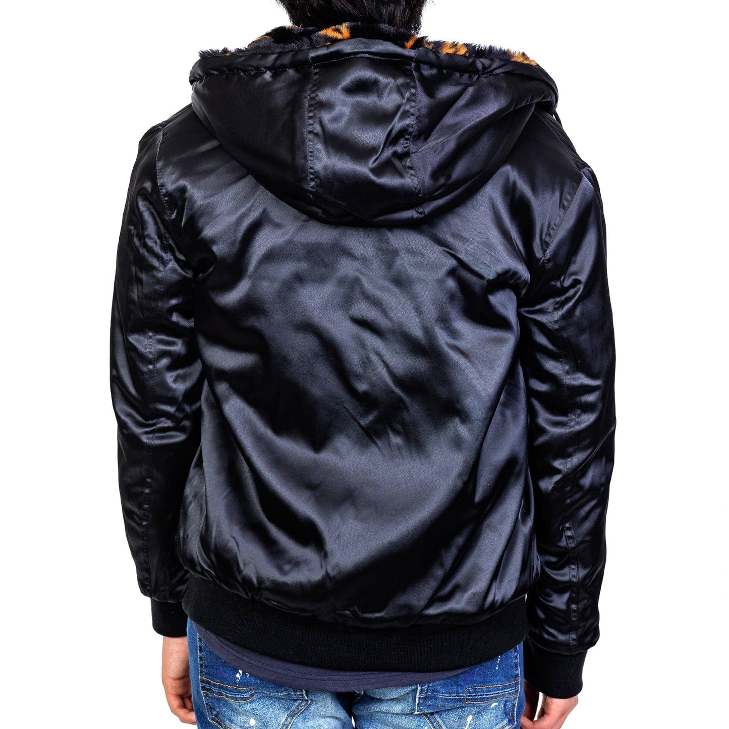 Jeff Black Reversible Faux Fur Bomber Jacket