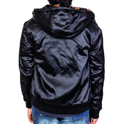 Jeff Black Reversible Faux Fur Bomber Jacket