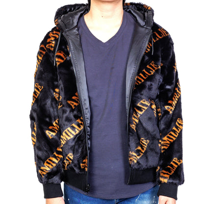 Jeff Black Reversible Faux Fur Bomber Jacket