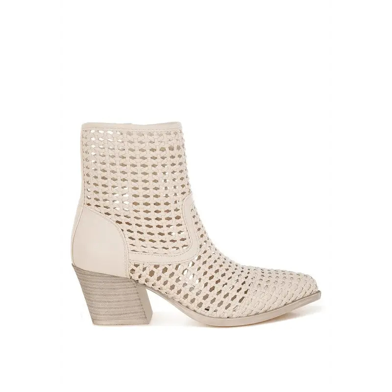 Artisole Woven Pleather Block Heel Boots.
