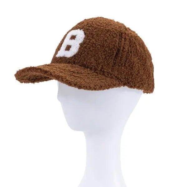B Fuzzy Teddy Bear Cap.