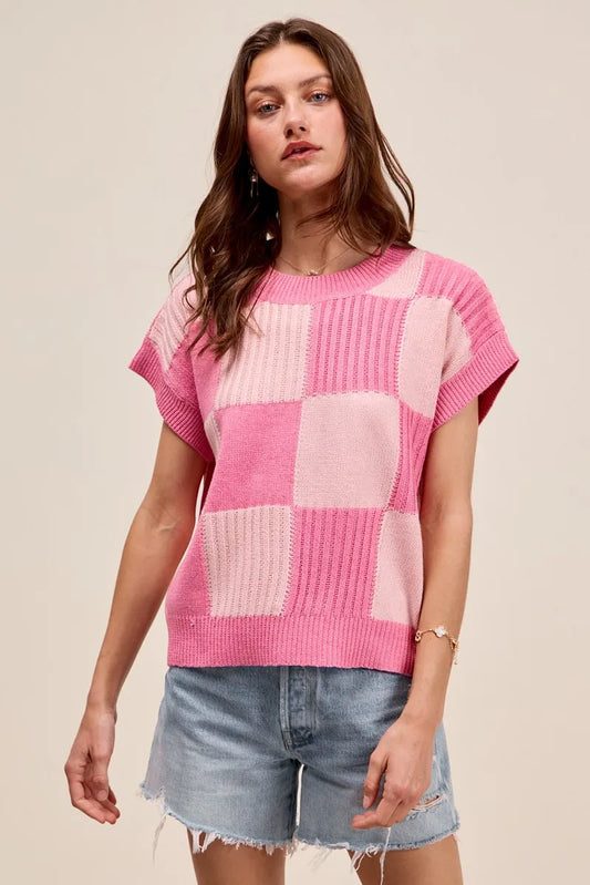 Check Plaid Casual Sweater Top.