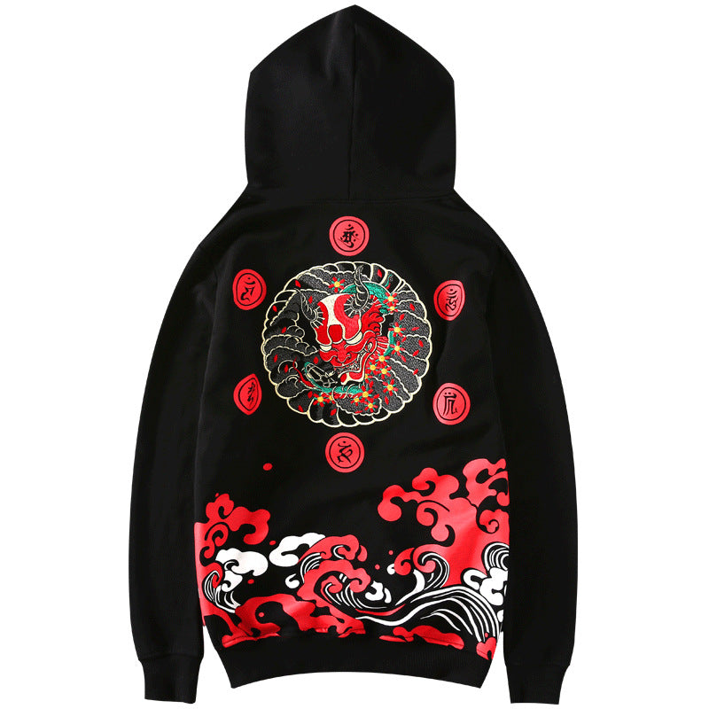 Red Demon Embroidery Hoodie