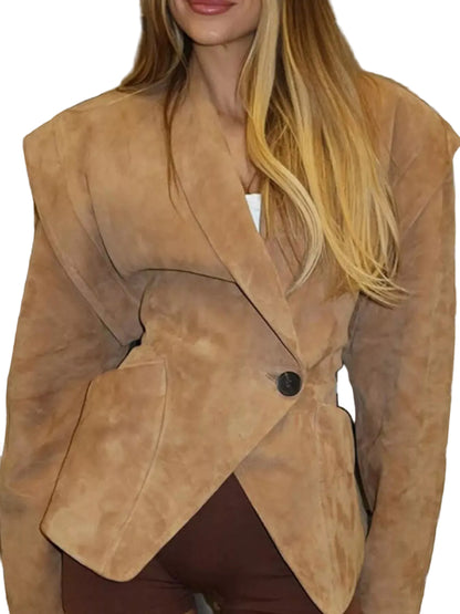 One Button Long Sleeve Blazer