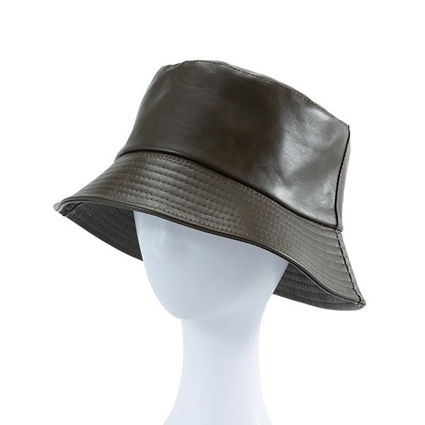 FAUX LEATHER BUCKET HAT