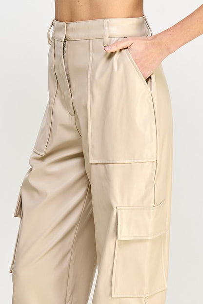 Relaxed Leather Cargo Pants