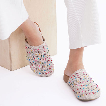 Bolinas Clog - Hand Crochet | Ecru Multi Beads