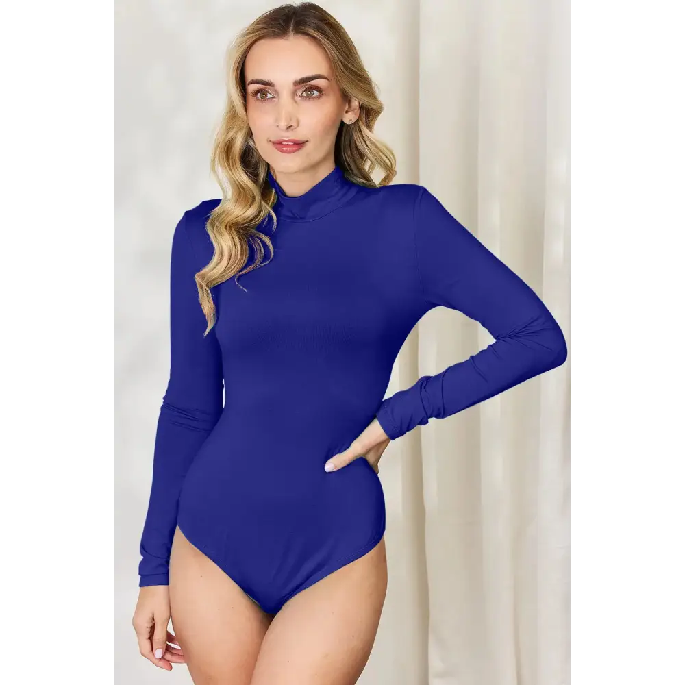 Basic Bae Full Size Mock Neck Long Sleeve Bodysuit.